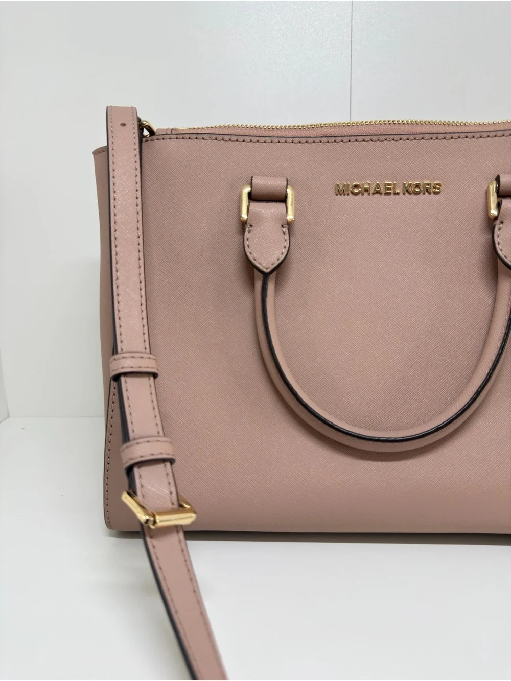 Michael Kors Pink Saffiano Convertible Satchel